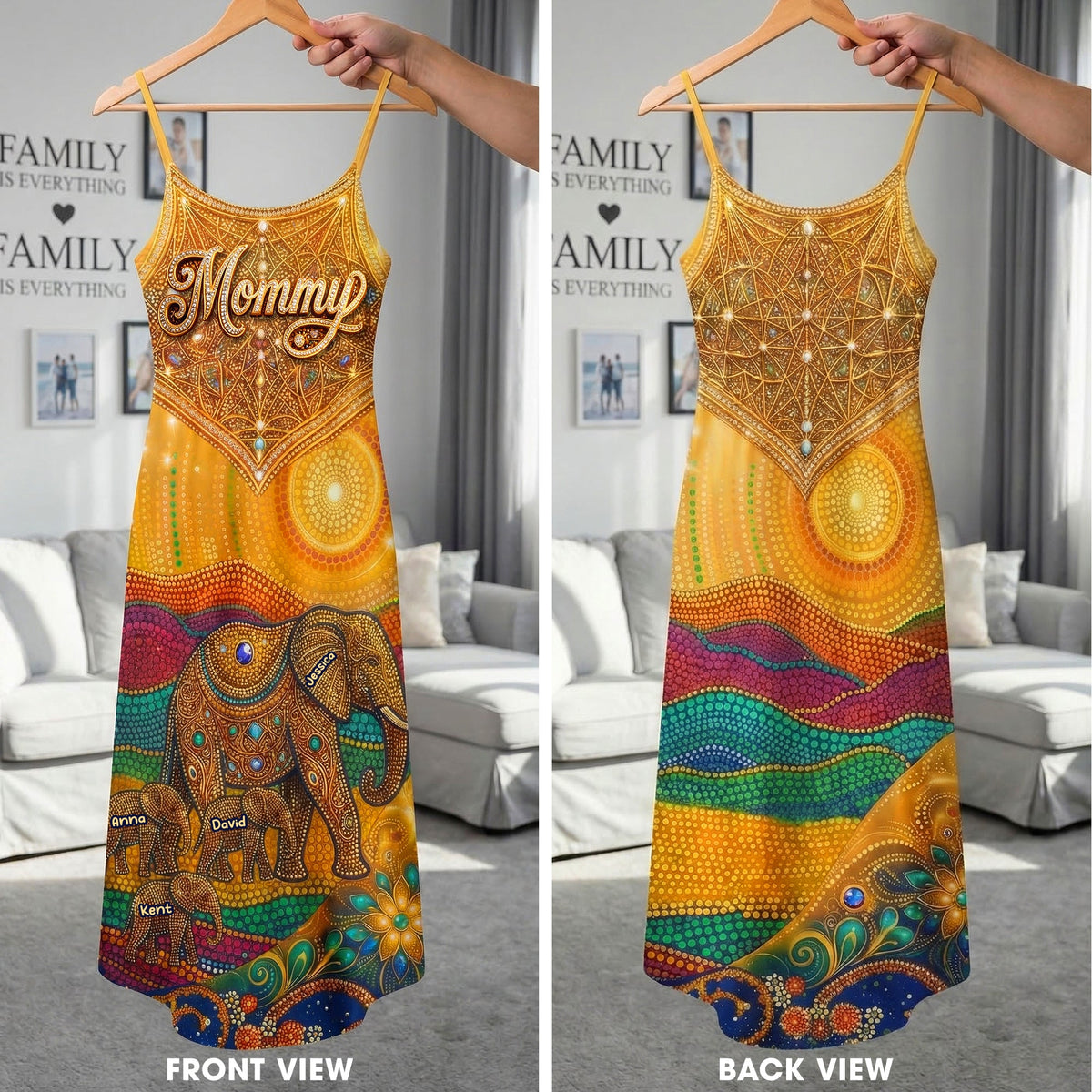 Elephant Mom Suspender Maxi Dress - Personalized Gifts For Mom and Grandma 02huqn190326