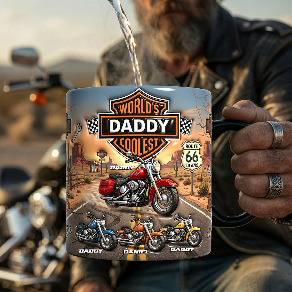 Motorcycle Coolest Dad Magic Coffee Mug - Personalized Gifts For Father's Day Biker Dad Magic Mug 04NALU120526