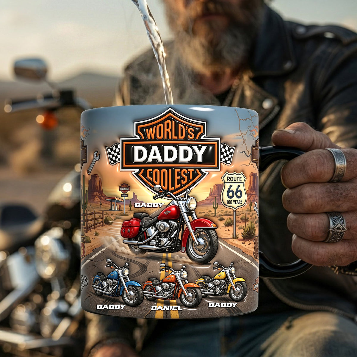 Motorcycle Coolest Dad Magic Coffee Mug - Personalized Gifts For Father's Day Biker Dad Magic Mug 04NALU120526