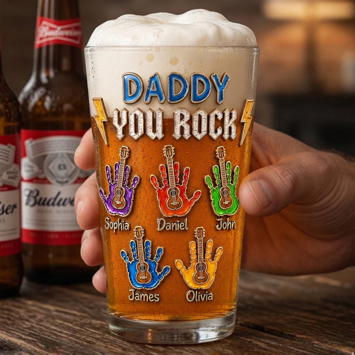 Daddy You Rock Beer Glass - Personalized Gifts For Dad 05palu130526