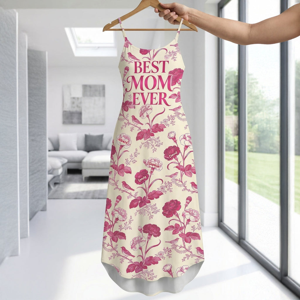 Flower Toile de Jouy Suspender Maxi Dress - Personalized Gifts For Mom 05PGQN200326