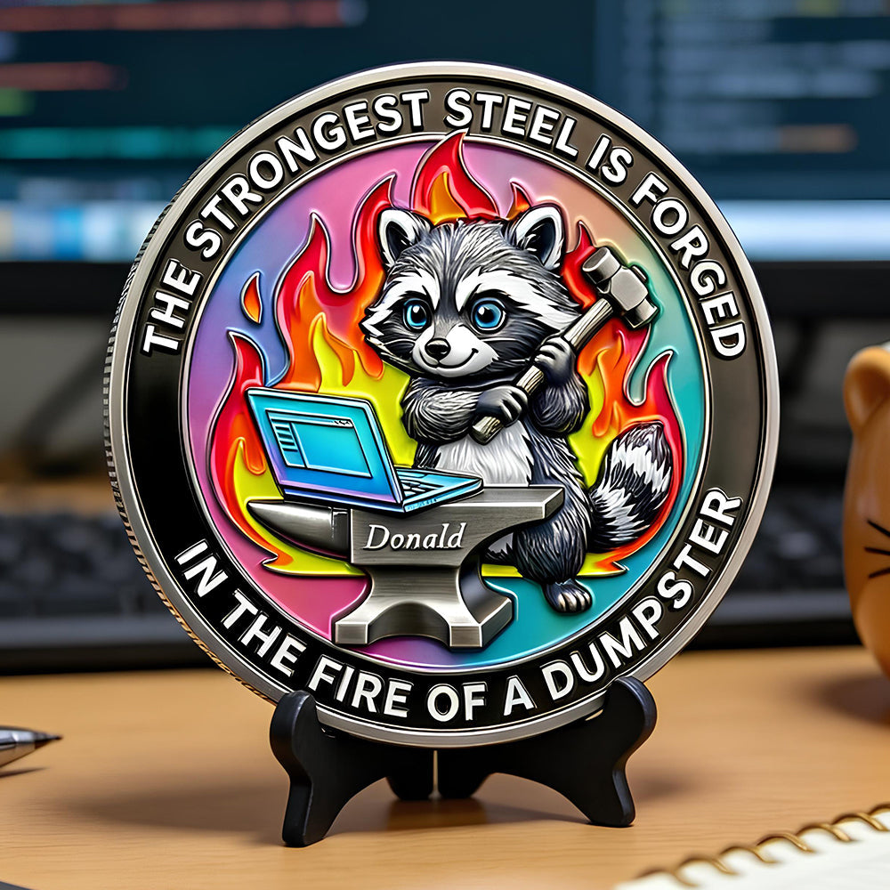 Funny Raccoon At Work Metal Coin - Personalized Gifts For Office Workers 03NADT030326