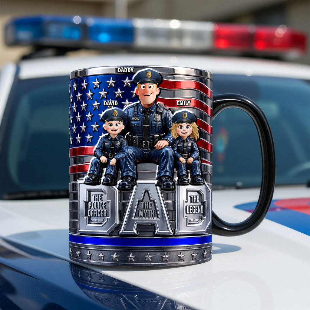 American Police Dad Magic Mug - Personalized Gifts For Police Officer, Sheriff, Captain Dad 05qhqn220526