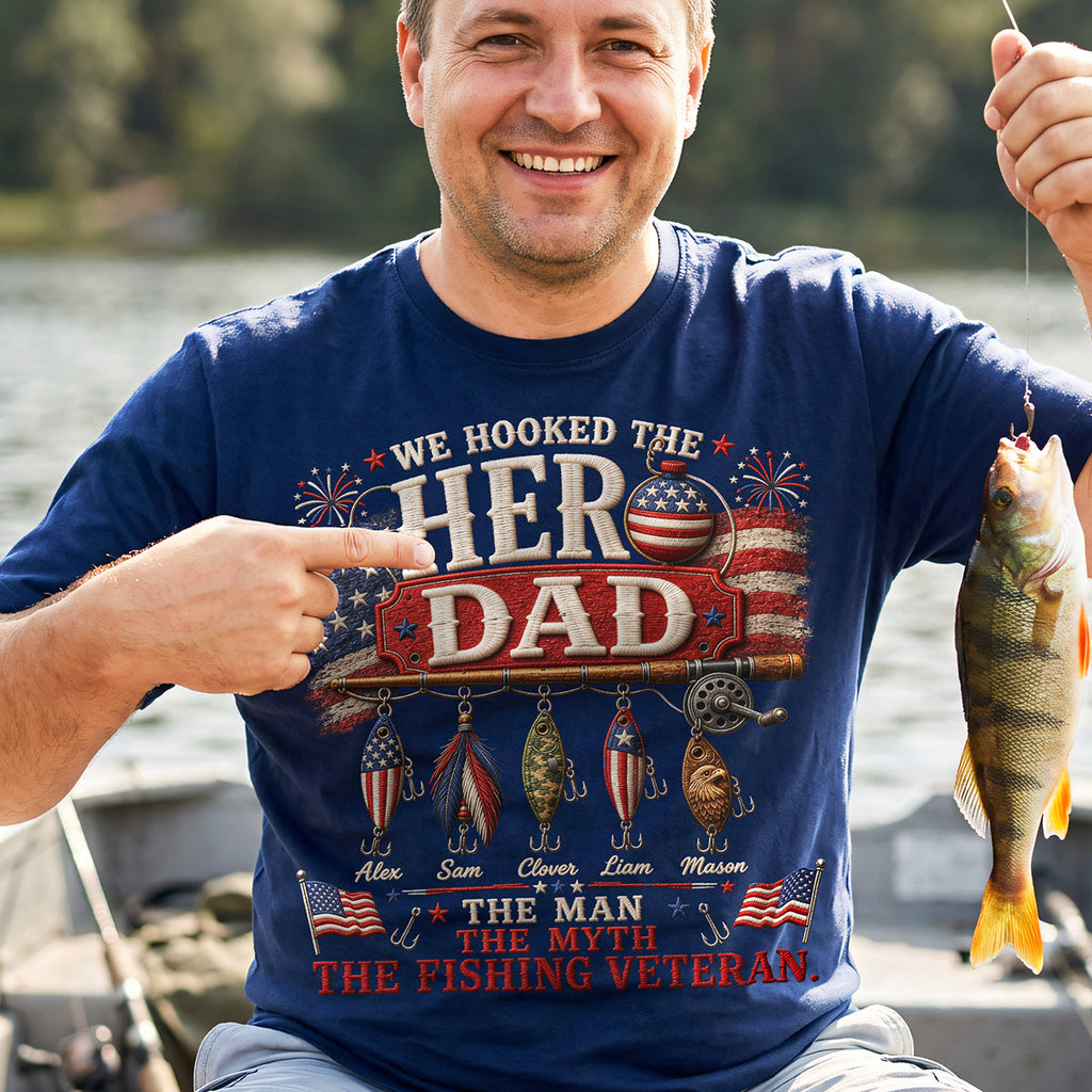 Hero Fishing Military Dad Shirt - Personalized Gifts For Father's Day Shirt 02PATA280526