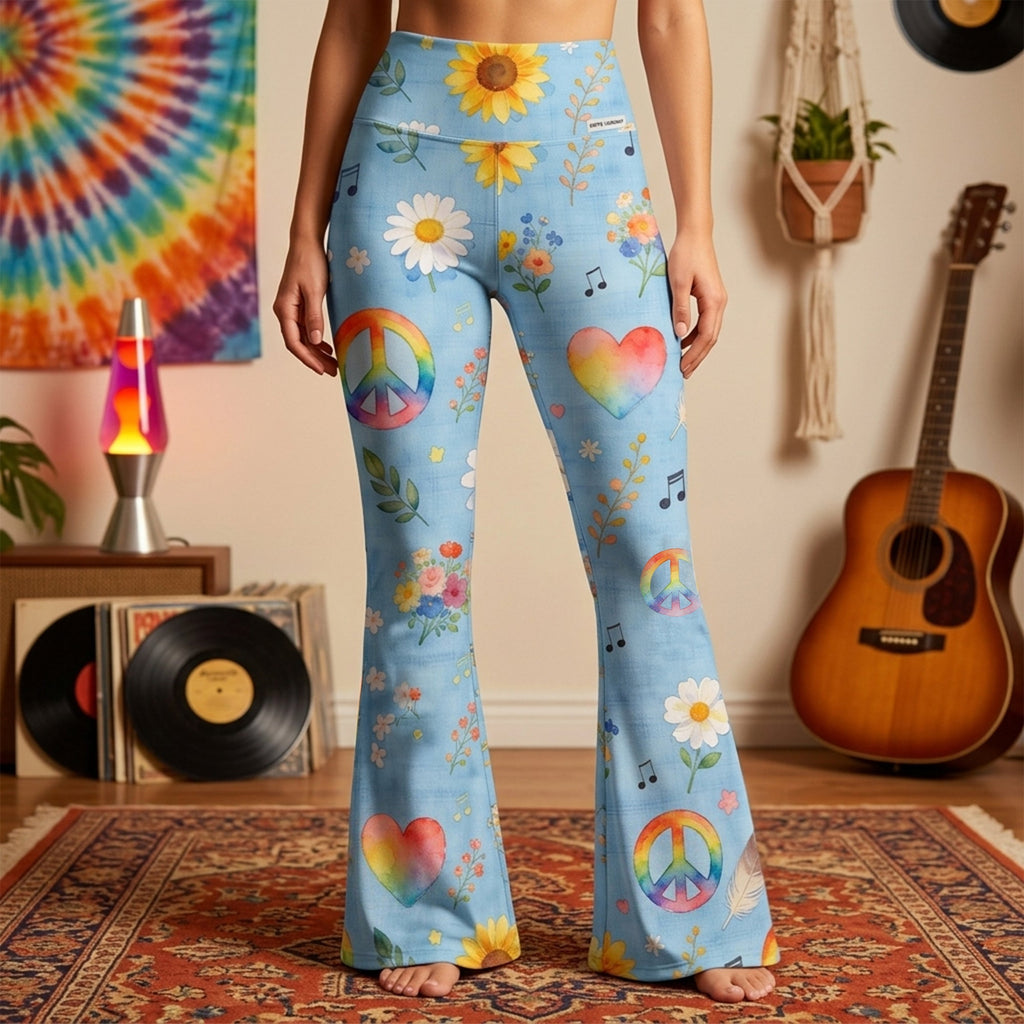 Hippie Peace Flare Leggings - Gifts For Hippie Lovers 05PGLU200326