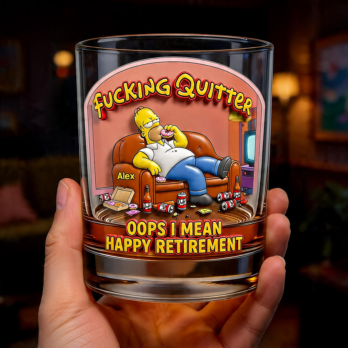 Retired Round Glass - Personalized Retirement Gifts 03todt180626