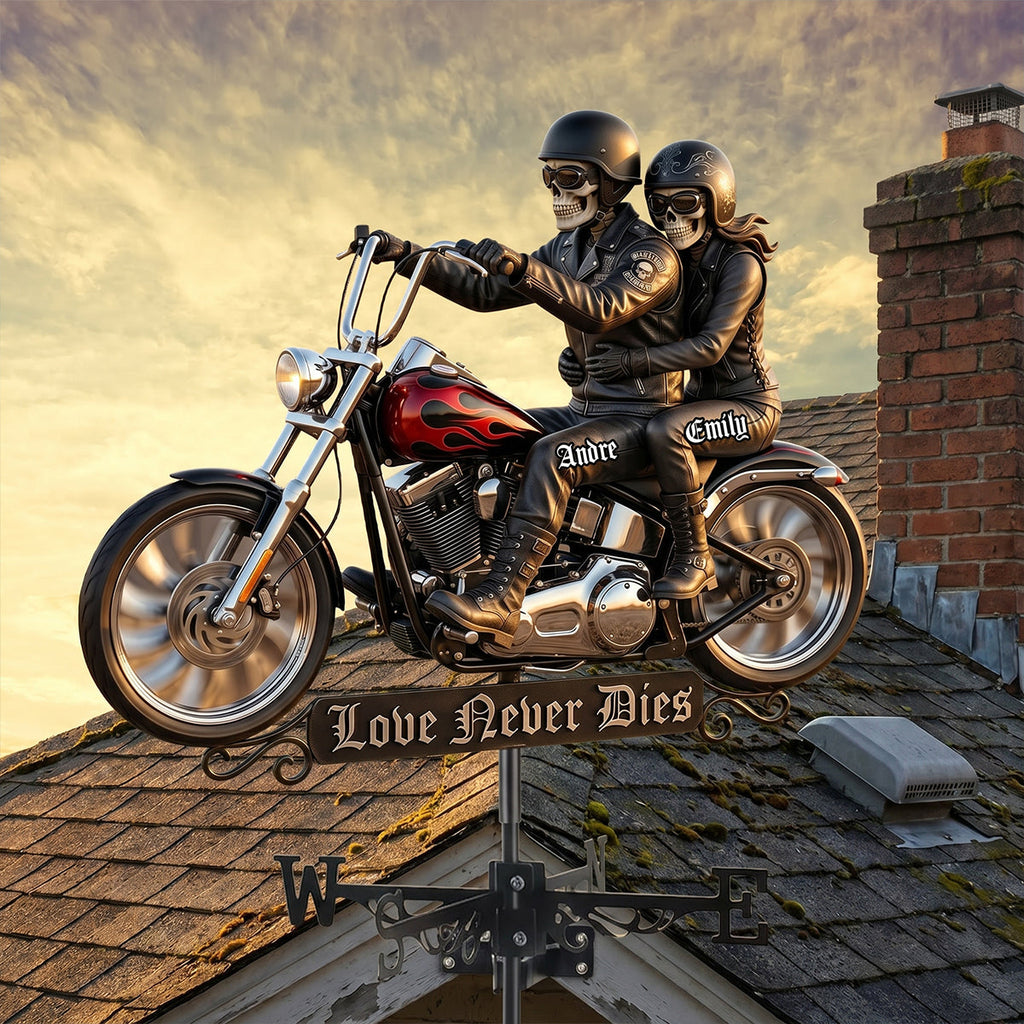 Skeleton Biker Weather Vane - Personalized Gifts For Couple 01nadh280526