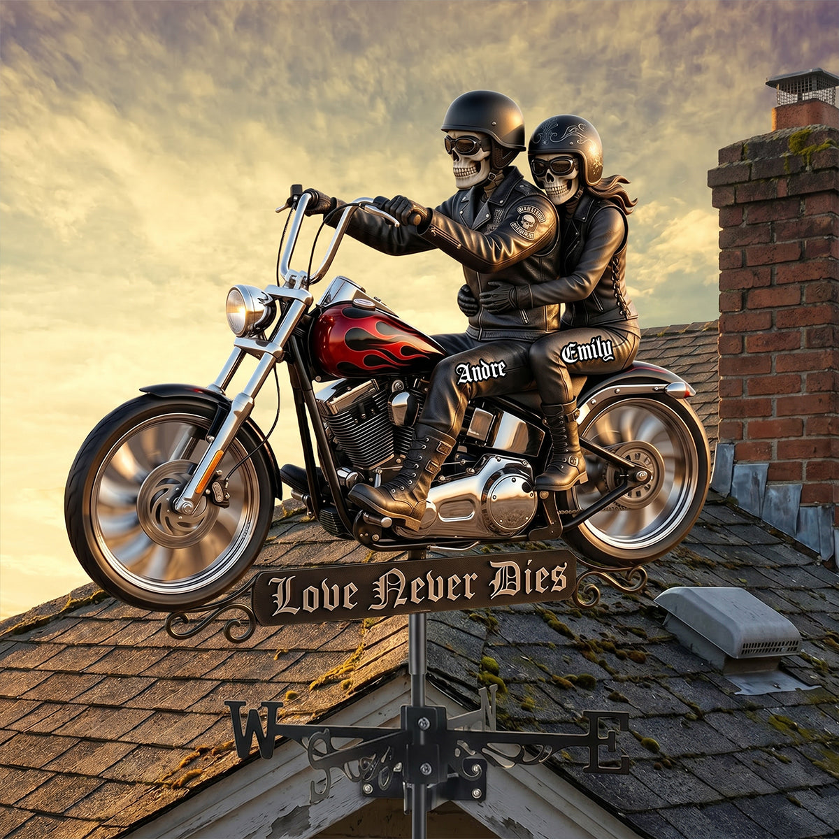 Skeleton Biker Weather Vane - Personalized Gifts For Couple 01nadh280526