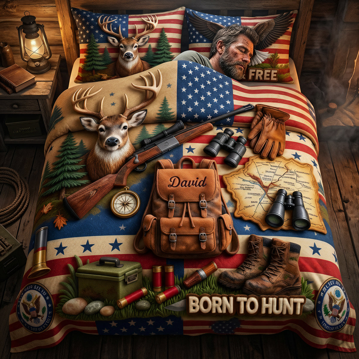 Proud American Hunter Quilt Bedding Set - Personalized Gifts For Hunters 04tyta260326