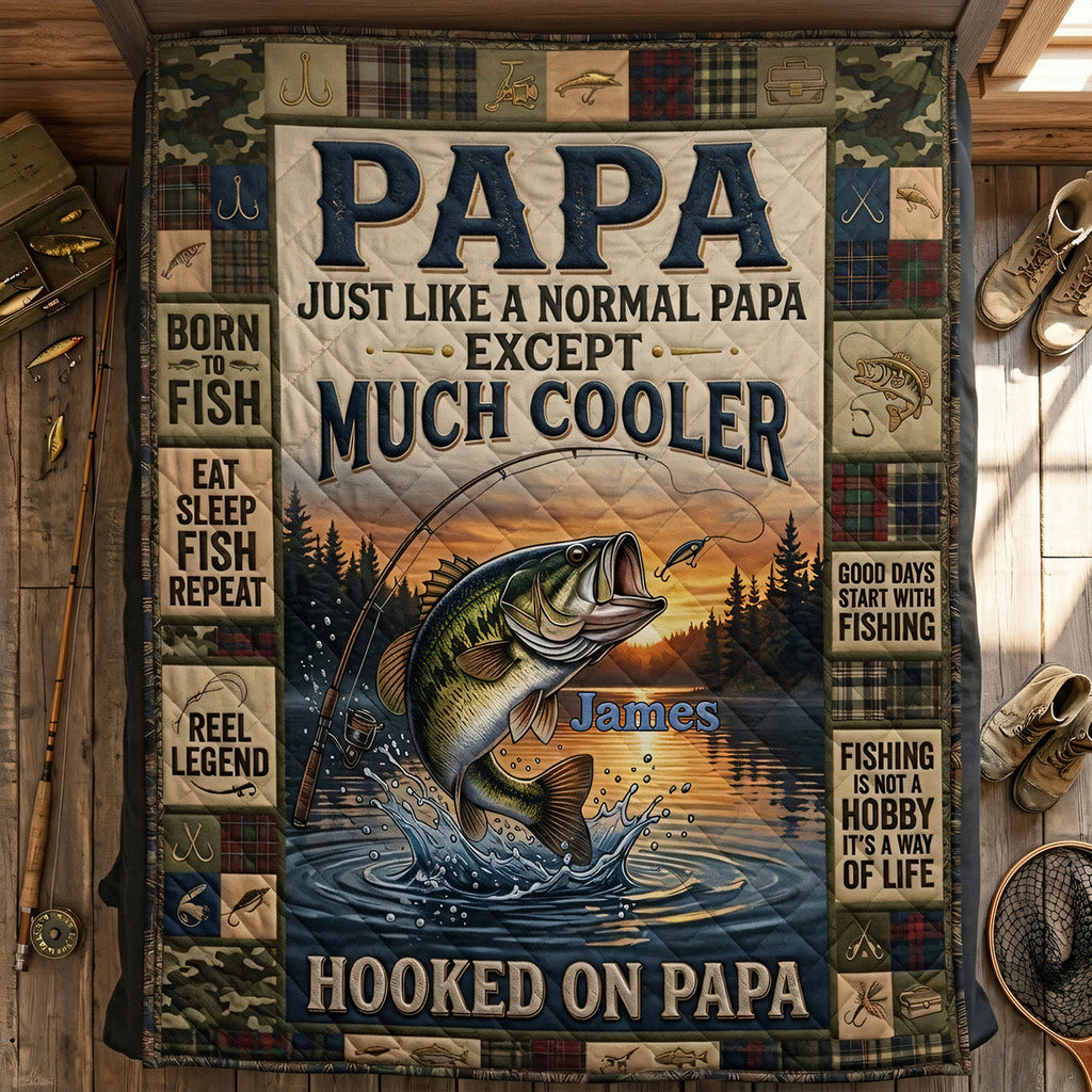 Hooked On Papa Forever Blanket - Personalized Gifts For Dad 02TYTA230426