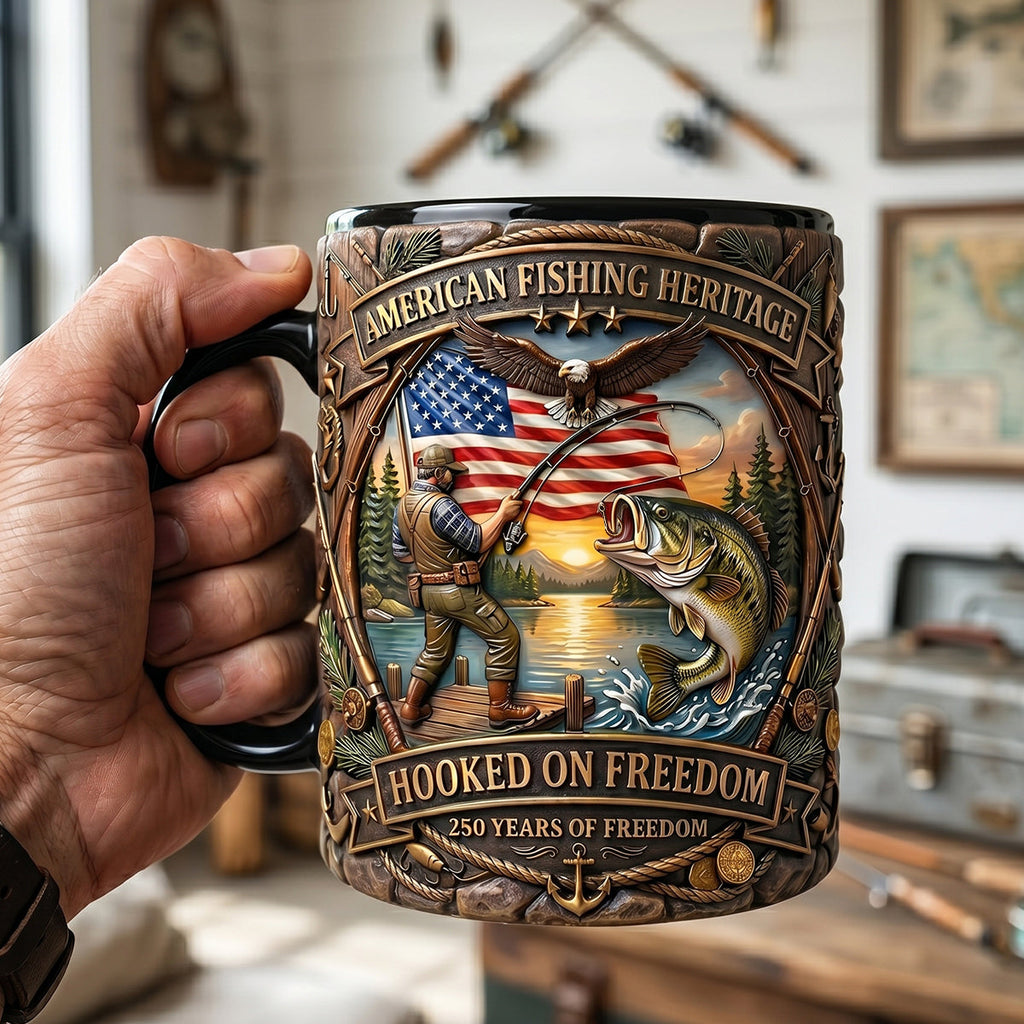 Hooked On Freedom Accent Mug - Personalized Gift For Fisherman 04tytn250626