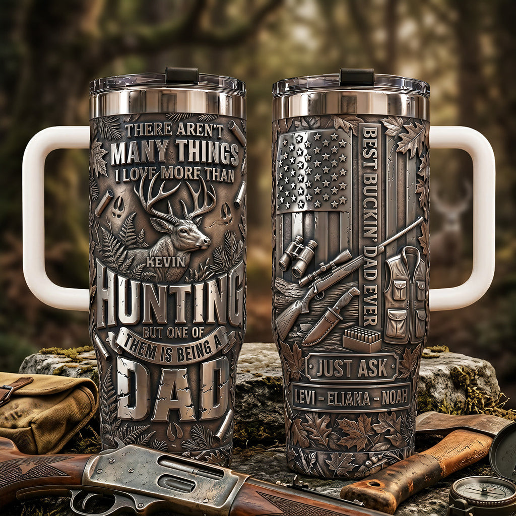 Hunting Obsessed Dad Tumbler With Handle, Personalized Gifts For Dads 03qhta230526
