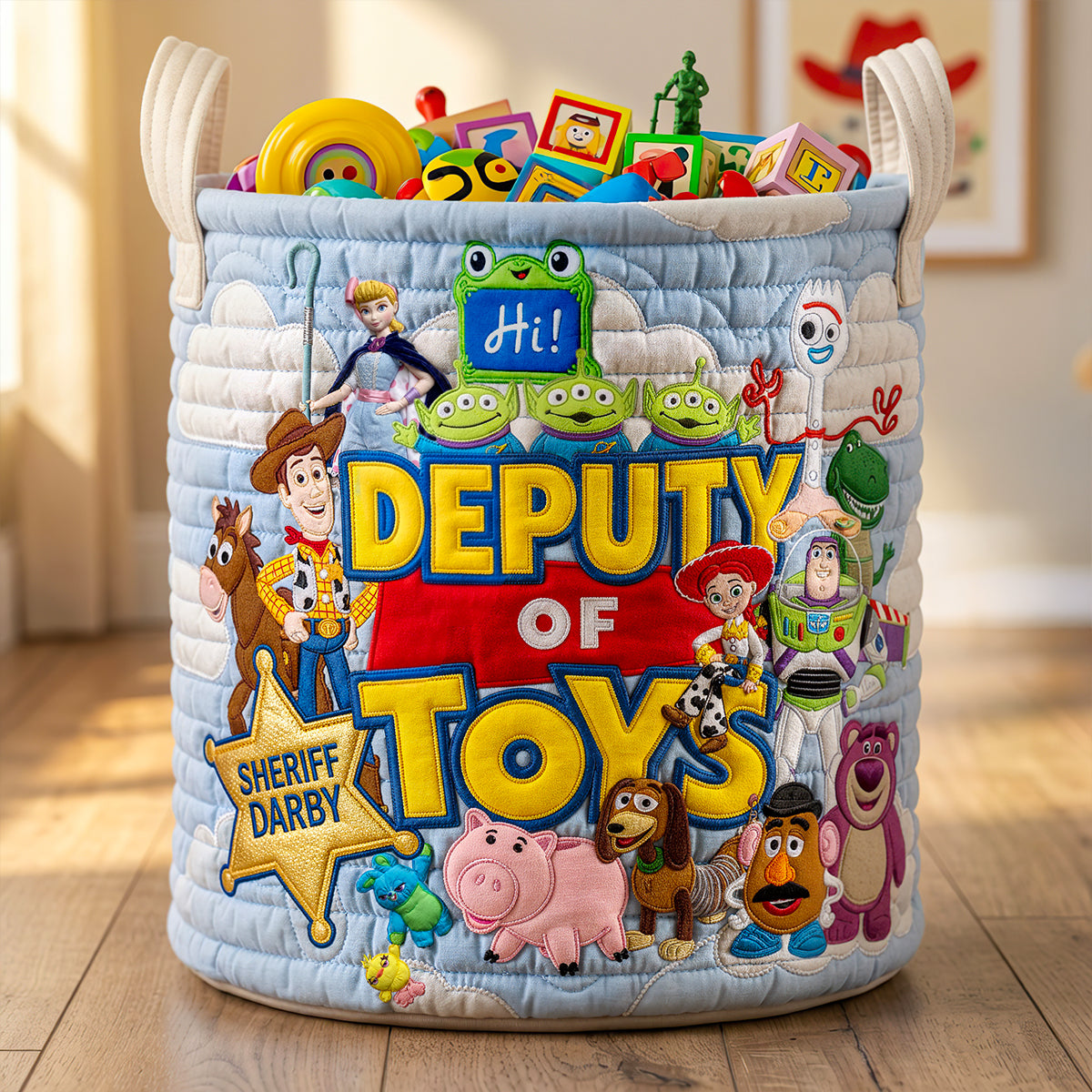 Kid Toy Storage Quilted Laundry Basket, Personalized Gift 01qhdt010726