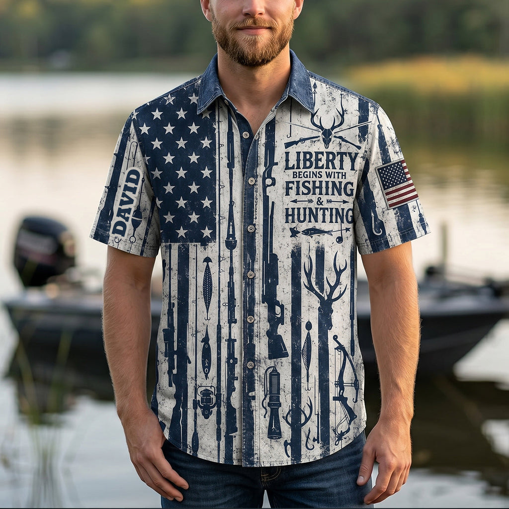 Proud American Heritage Hawaiian Dad Shirt, Personalized Gifts For Fishing & Hunting Lovers 03qhtn270526