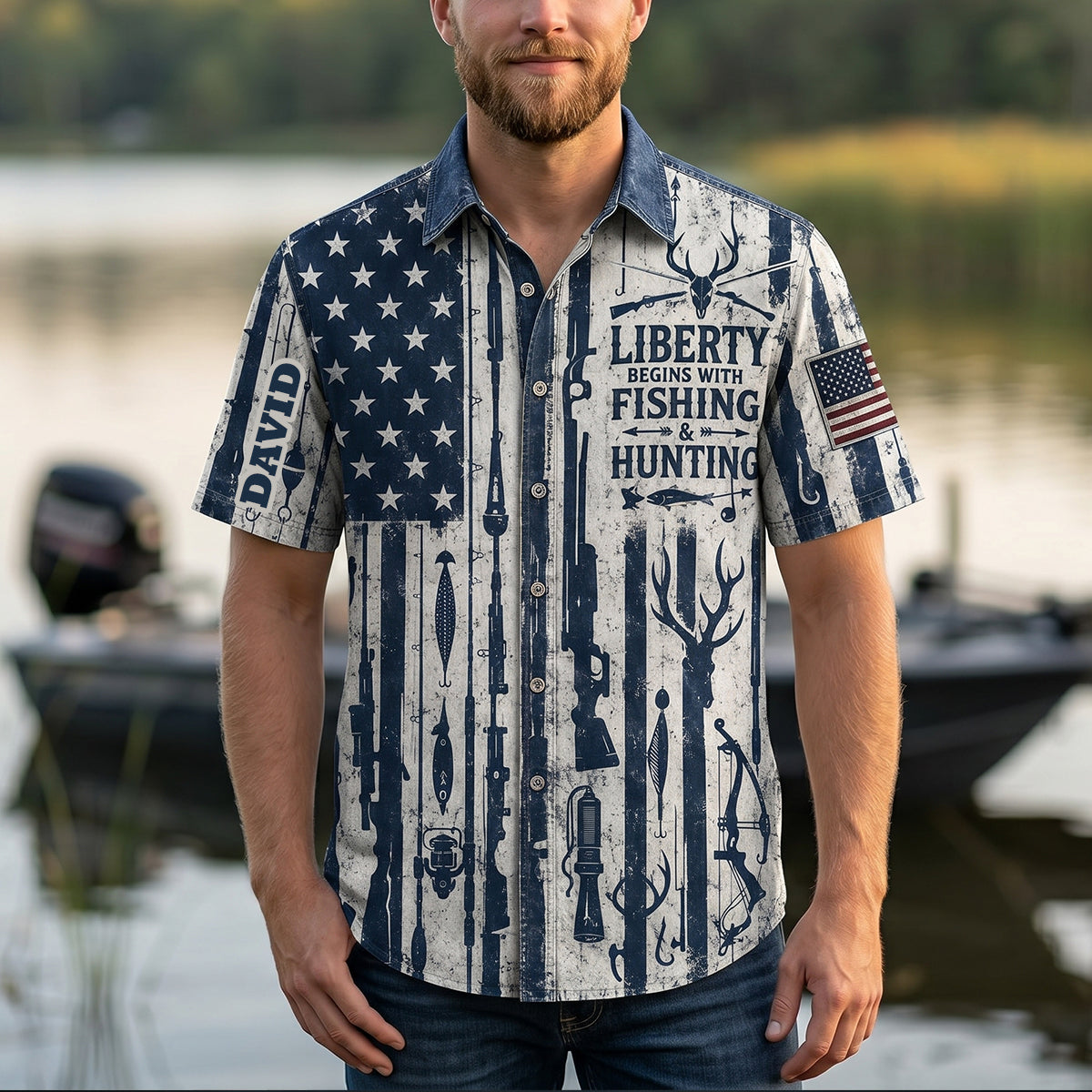 Proud American Heritage Hawaiian Dad Shirt, Personalized Gifts For Fishing & Hunting Lovers 03qhtn270526