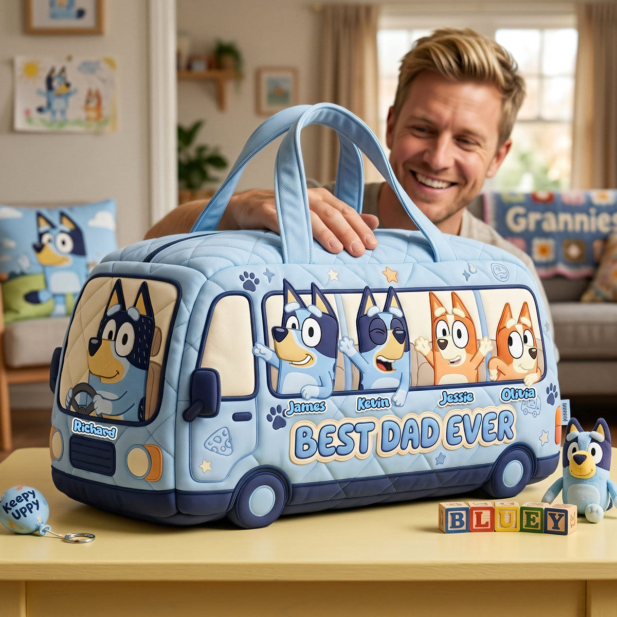 Puppy Family Duffle Bag - Personalized Gifts For Dad 02NATA210426
