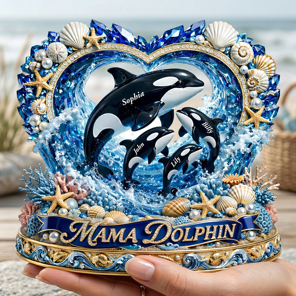 Mama Dolphin Acrylic Plaque - Personalized Gifts For Mother's Day 03tydt250326