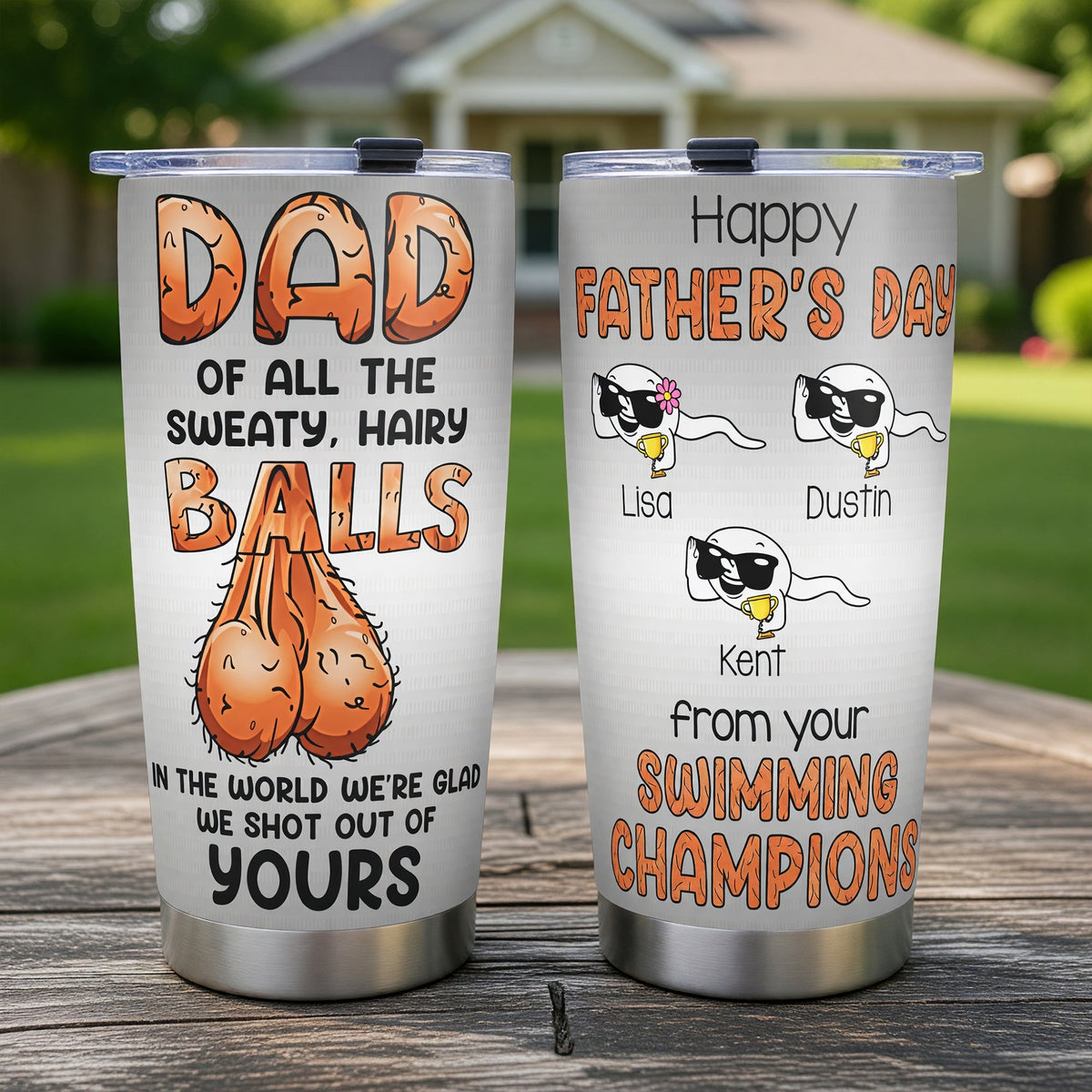 Funny Dad Balls Tumbler - Personalized Gift For Dads 06OHQN290526