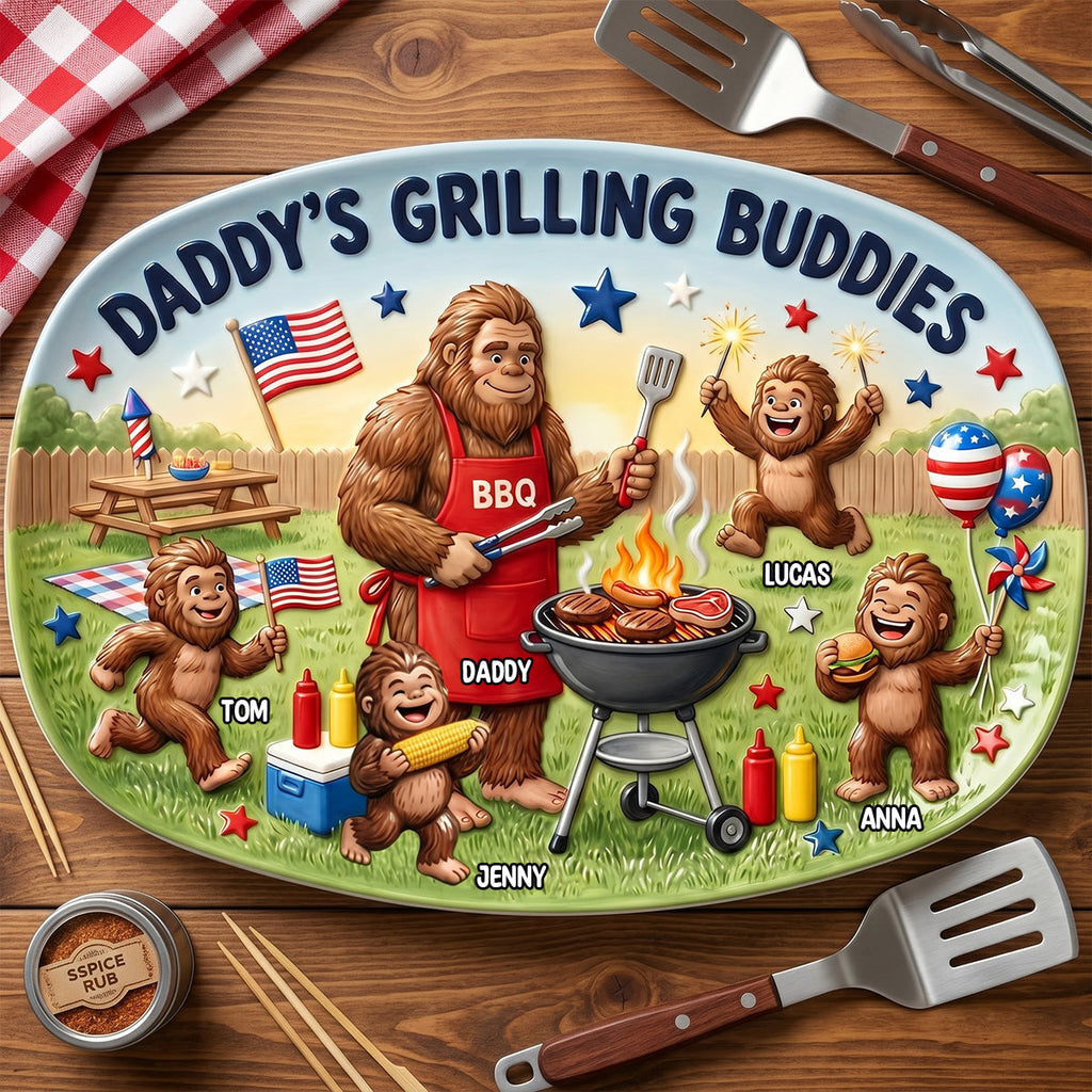 Bigfoot Dad Grilling Plate - Personalized Gifts For Dads 02natn200526