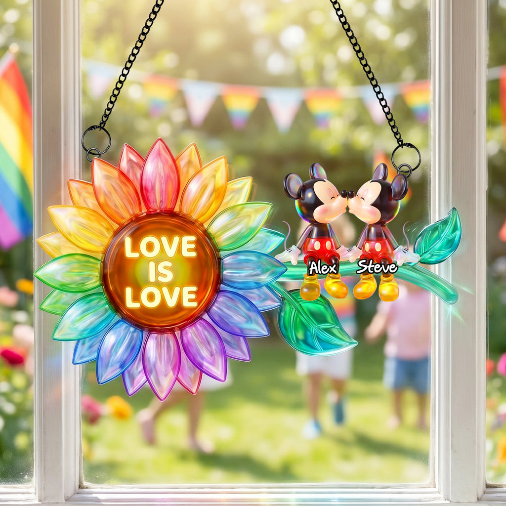 Love Is Love Suncatcher Ornament - Personalized Gifts For Couple 02NADH100626