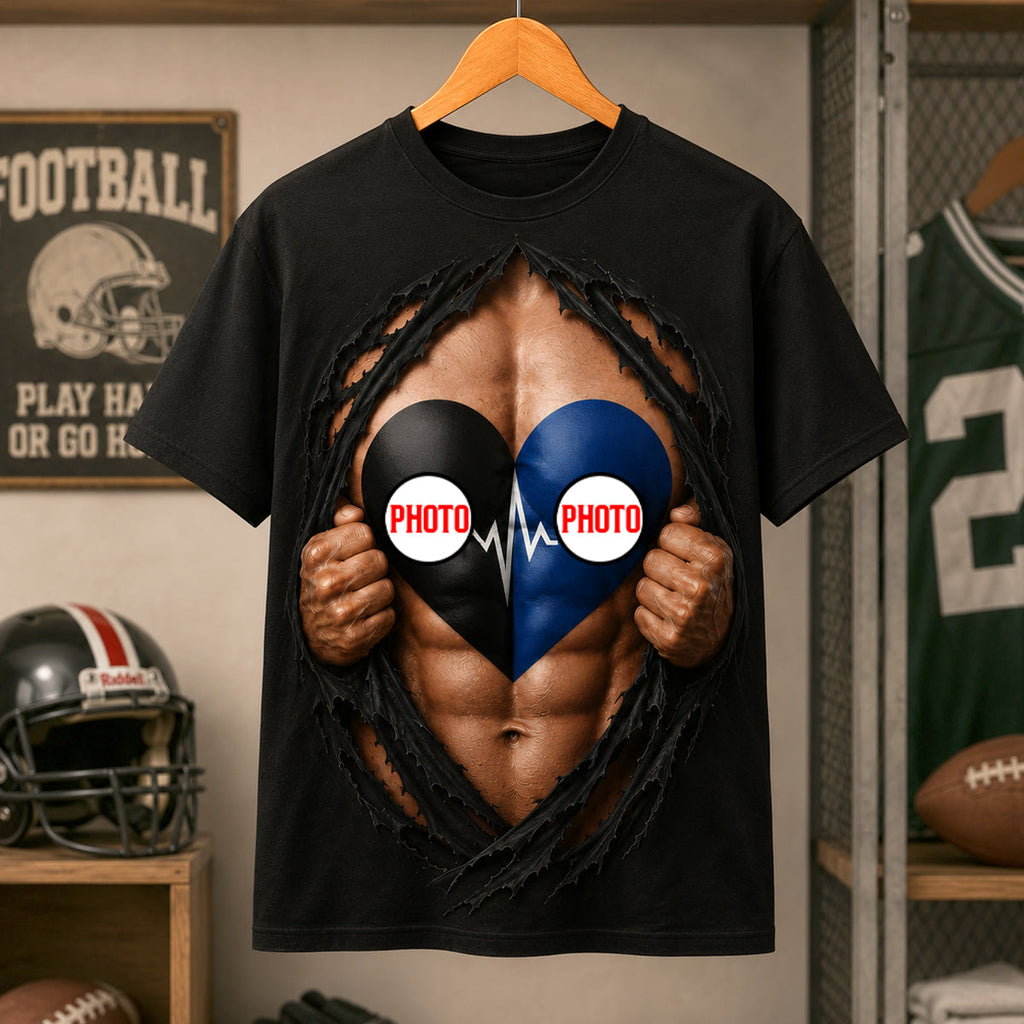 Funny Ultimate House Divided Rivalry Ripped Muscle Heart 3D Shirt - Personalized Gifts For Sport Lovers 04ohdh150726