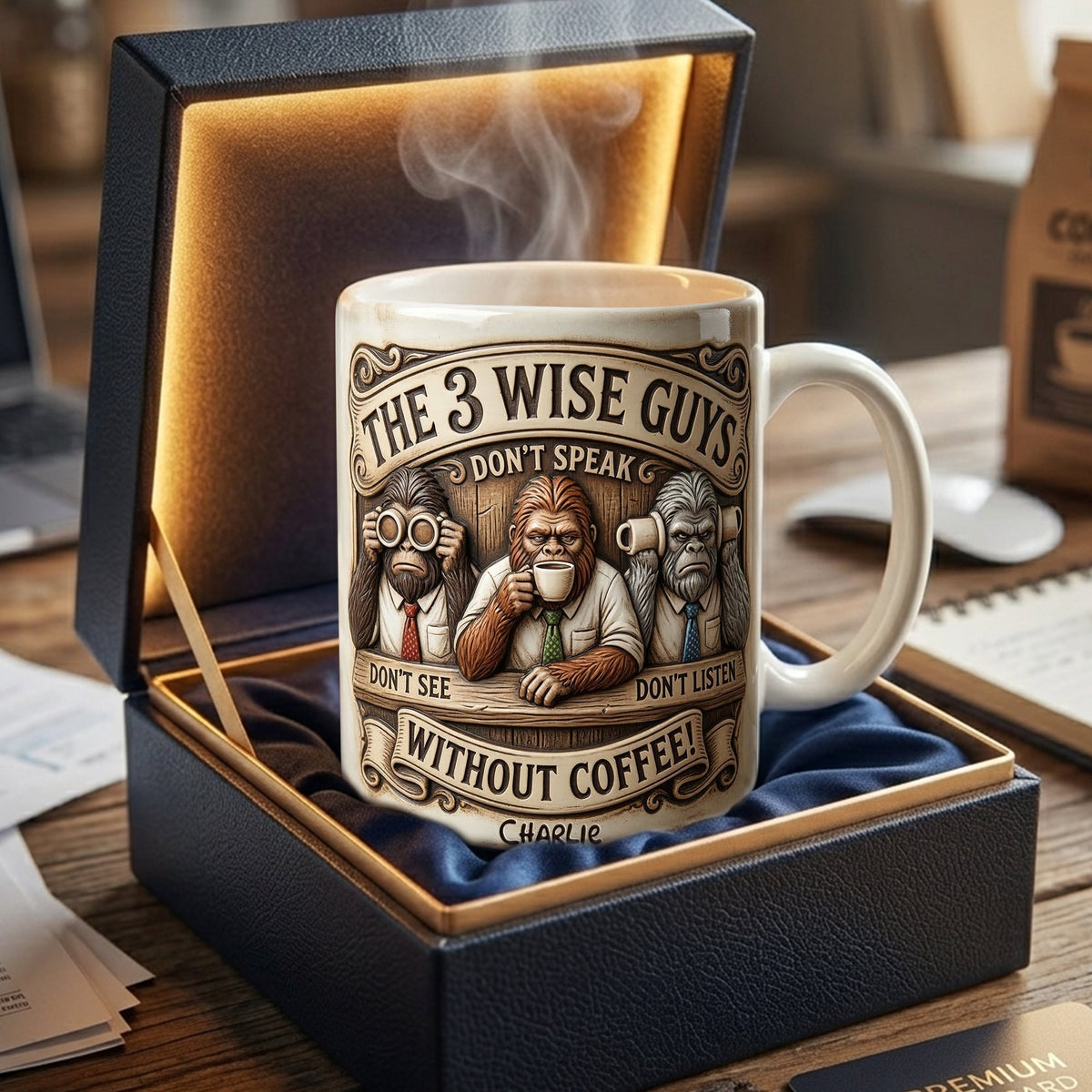 Sasquatch 3 Wise Guys Coffee Mug - Personalized Gifts For Coworker 01palu240326