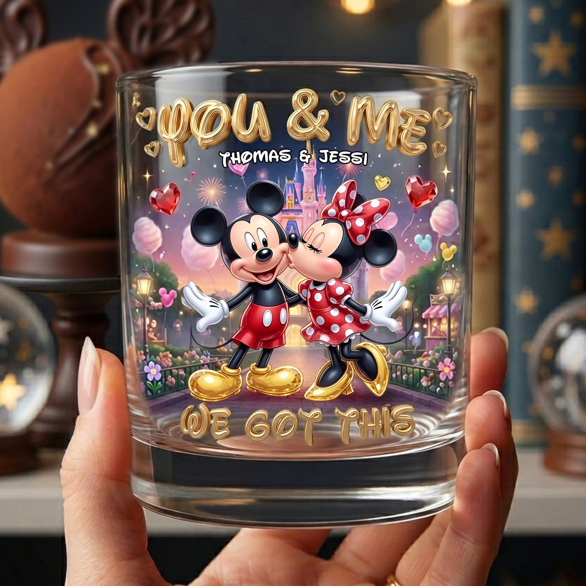 Kissing Childhood Couple 11oz Round Glass - Personalized Gifts For Couple Glass 01TYLU160626