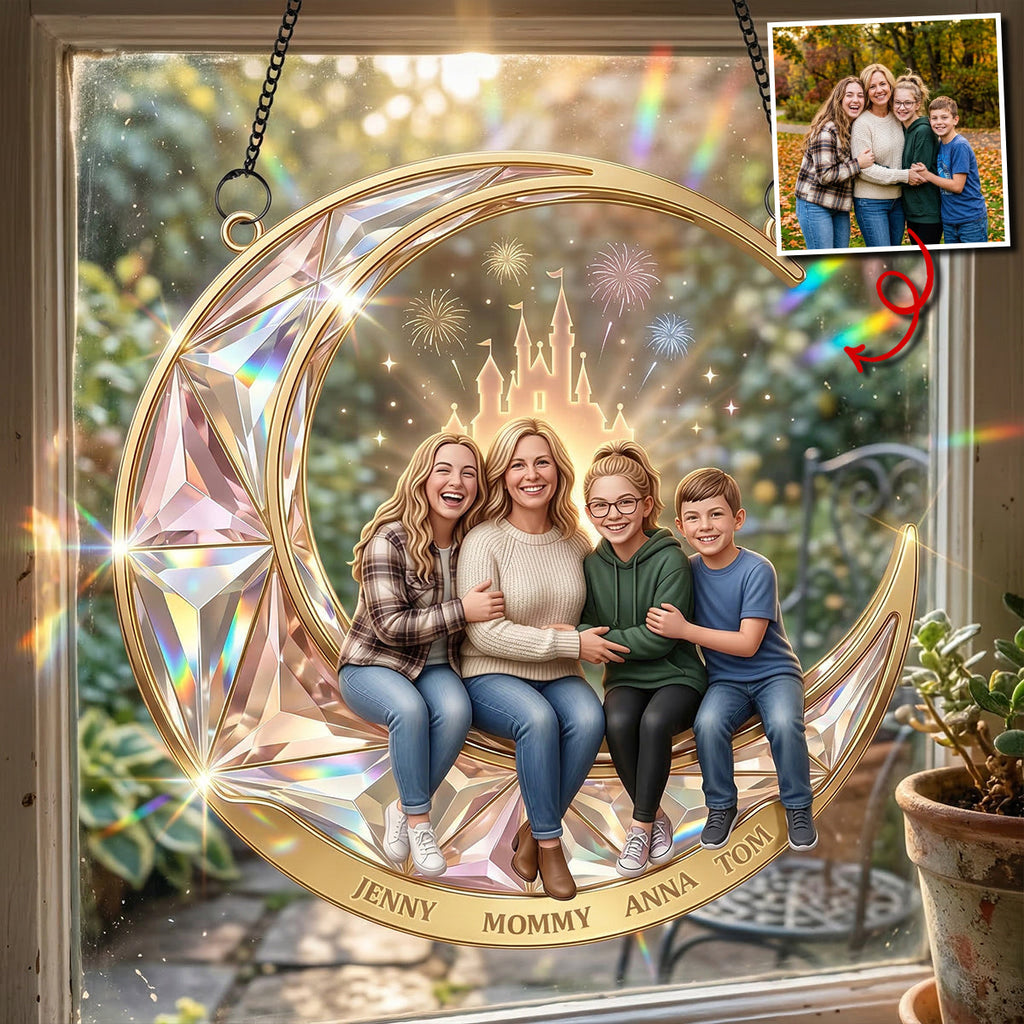 Custom Photo Family suncatcher  - Personalized Gifts For Family Suncatcher Ornament 03NATN200326