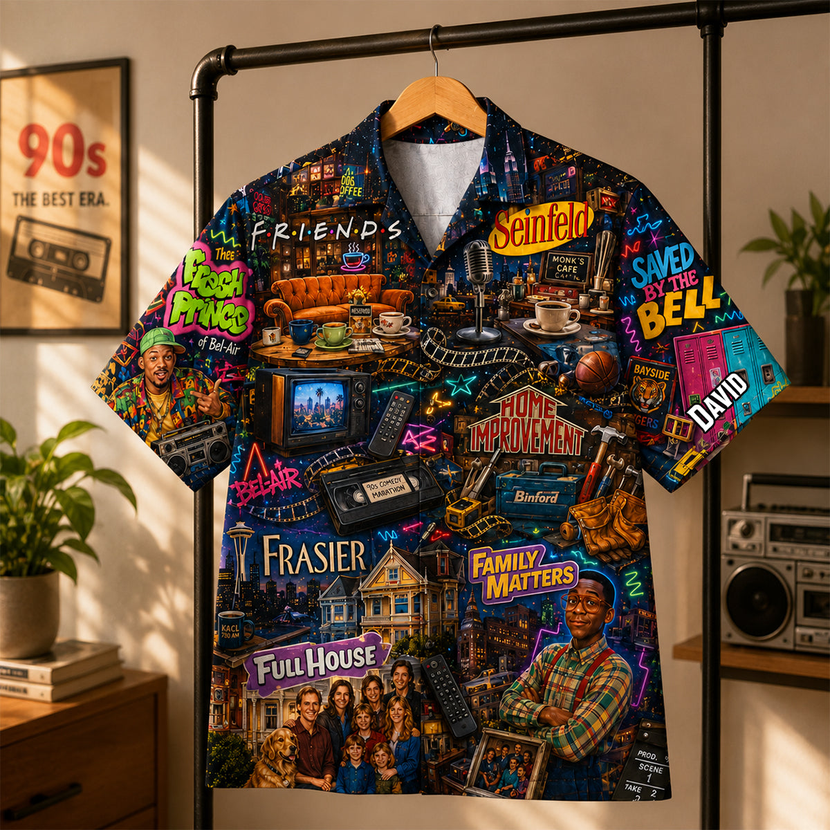 Retro 90s Nostalgia Hawaiian Shirt - Personalized Gifts 03nadh300626