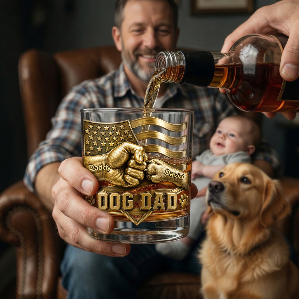 Dog Dad Drinking Glass - Personalized Gifts For Dads 03nalu190526