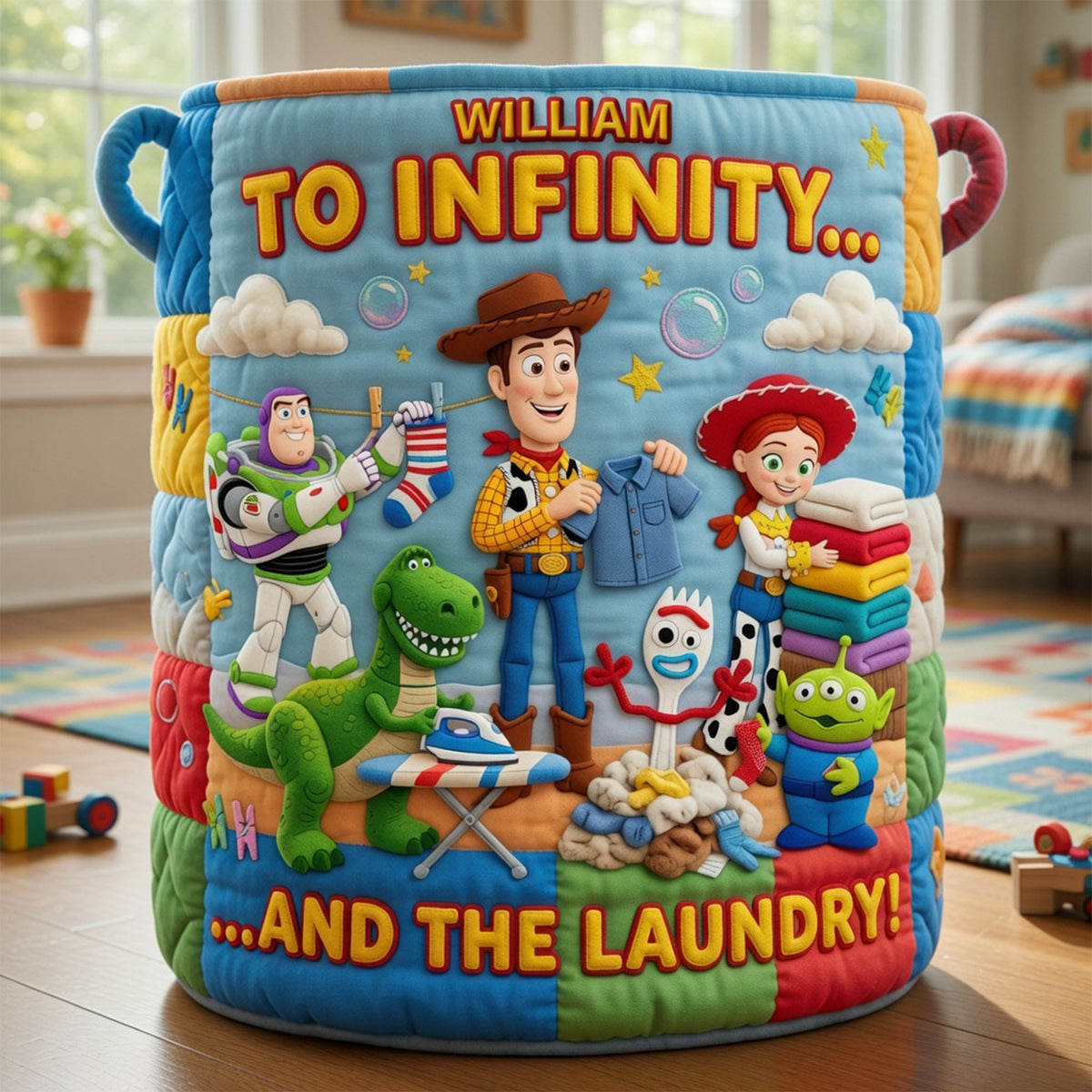 Lovely Characters Quilted Laundry Basket - Personalized Gifts 06tyqn300626