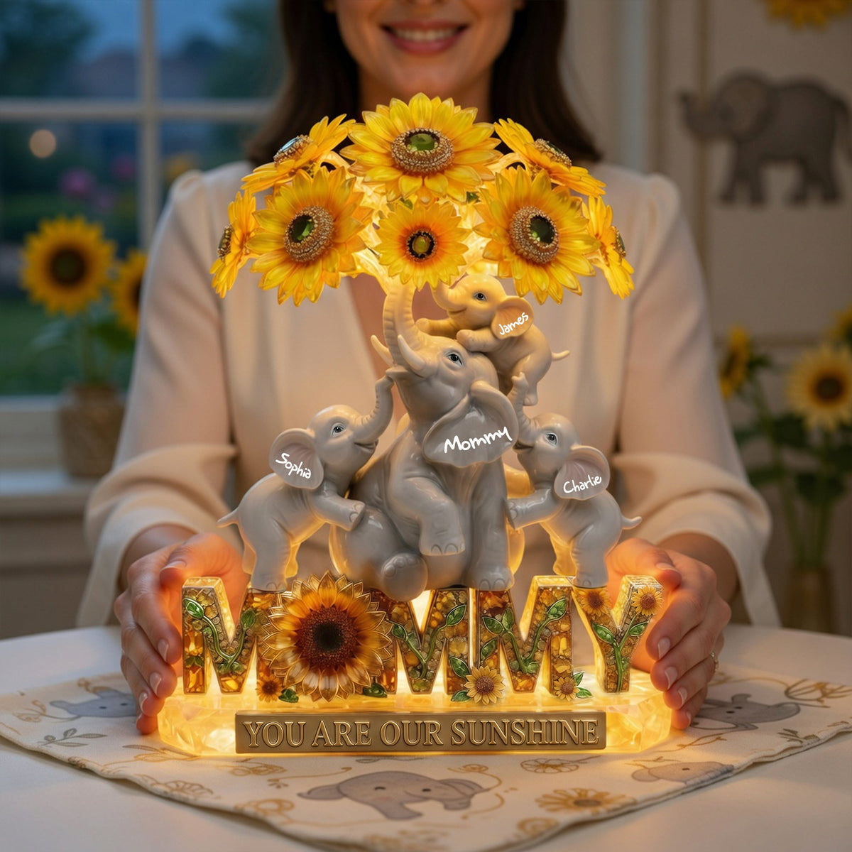 Sunshine Elephant Mom Light Box - Personalized Gift For Moms 03TYLU130426