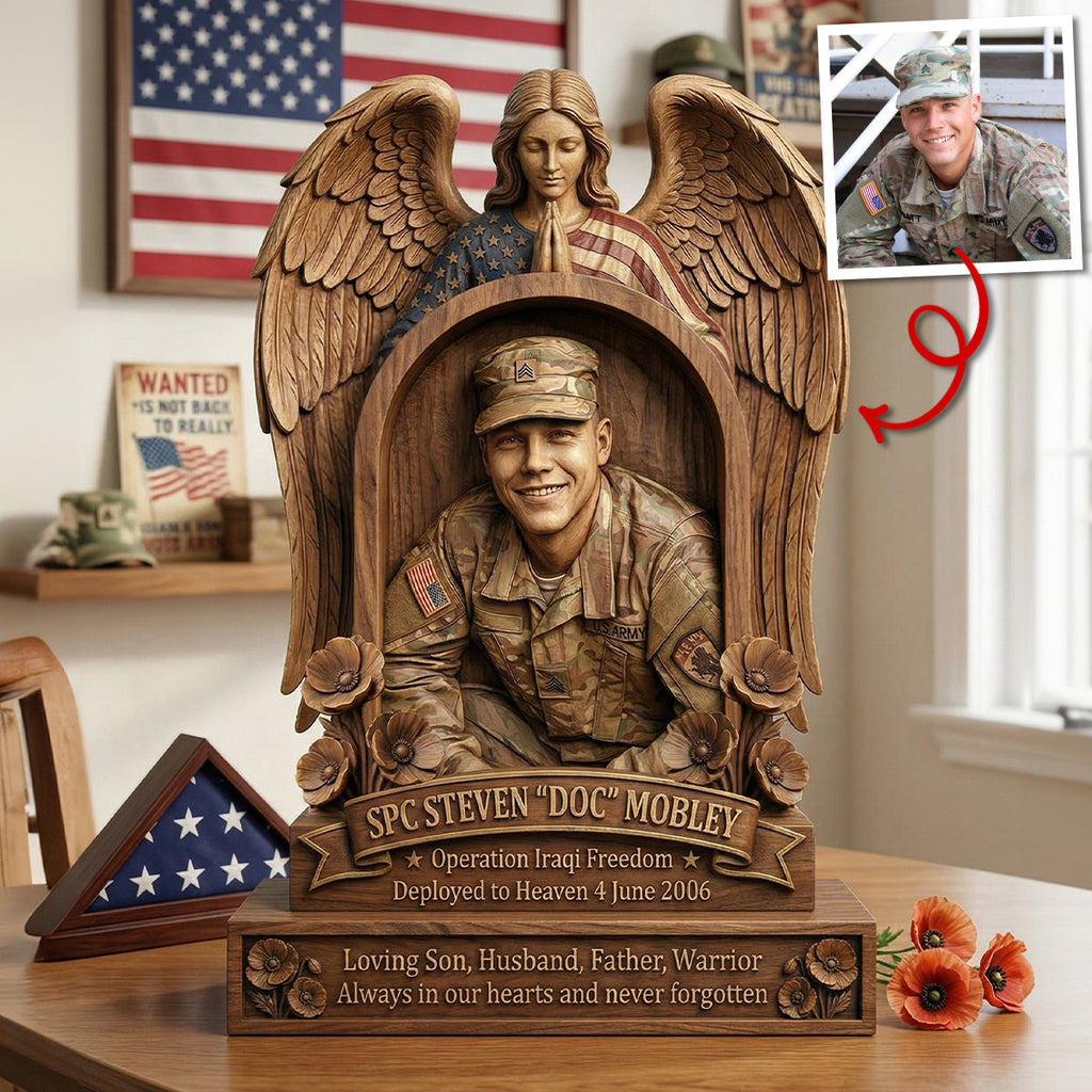 Custom Photo Military Hero Memorial Plaque, Keepsake To Remember A Veteran 02qhtn250326
