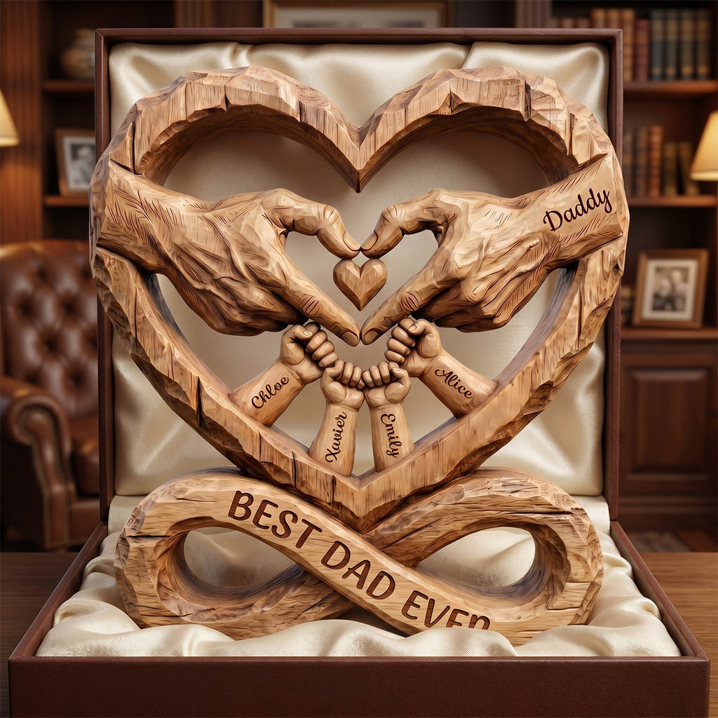 Dad Fist Bump Heart Plaque, Personalized Gifts For Dads 02QHDH140526