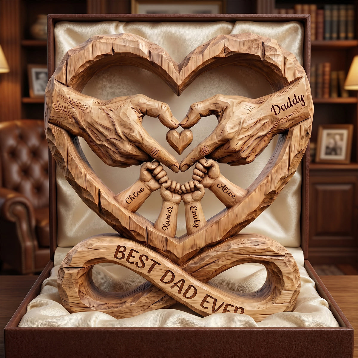 Dad Fist Bump Heart Plaque, Personalized Gifts For Dads 02QHDH140526