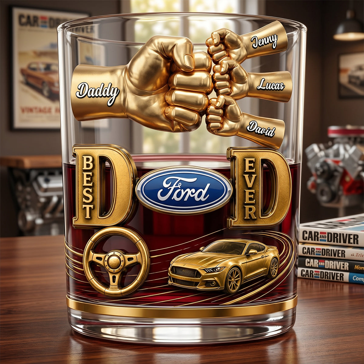 Muscle Car Dad Round Glass - Personalized Gift For Dads 03NATN220526