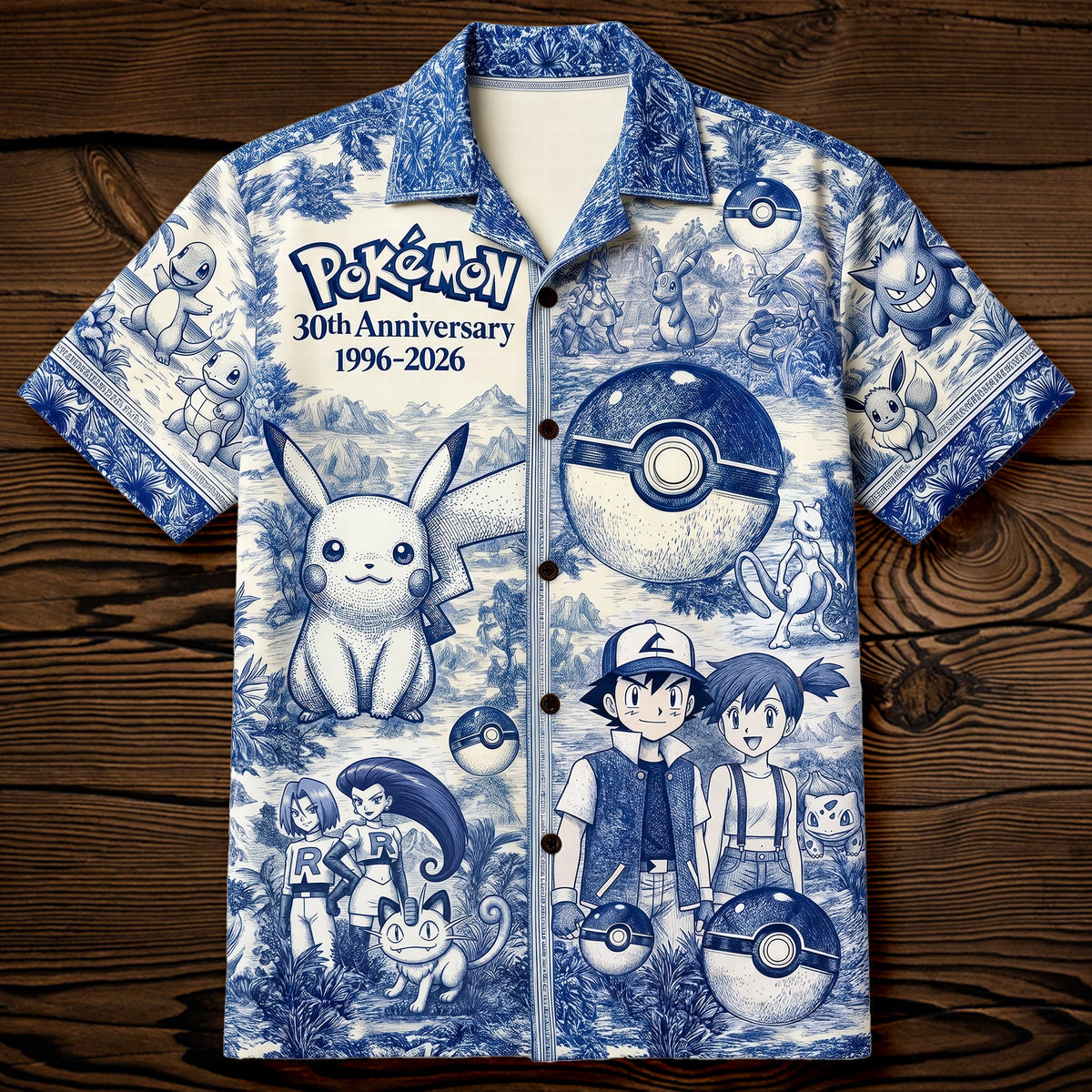 Lovely Characters Celebrate 30th Anniversary Toile De Jouy Hawaiian Shirt - Personalized Gifts 01huqn180626
