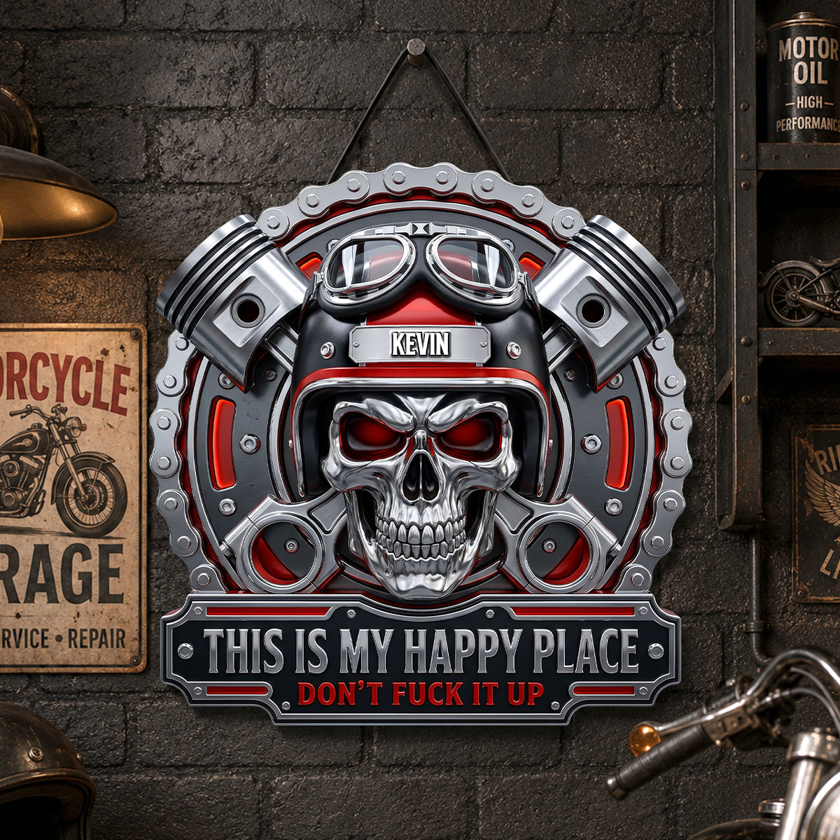 This Is My Happy Place Biker Garage Cut Metal Sign - Personalized Gifts For Bikers 05nadh040626