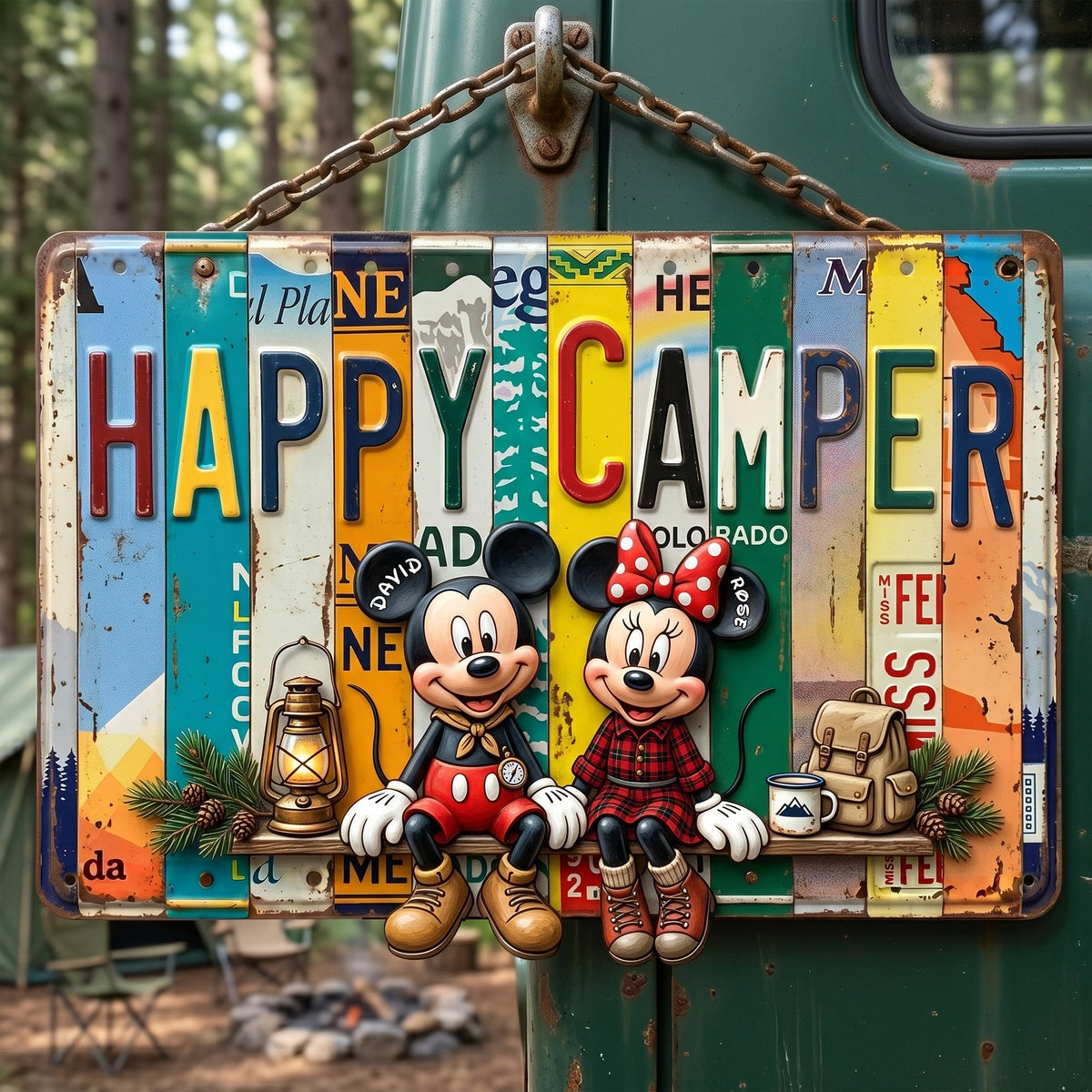 Happy Camper Metal Sign - Personalized Gifts For Couples 04nalu220626