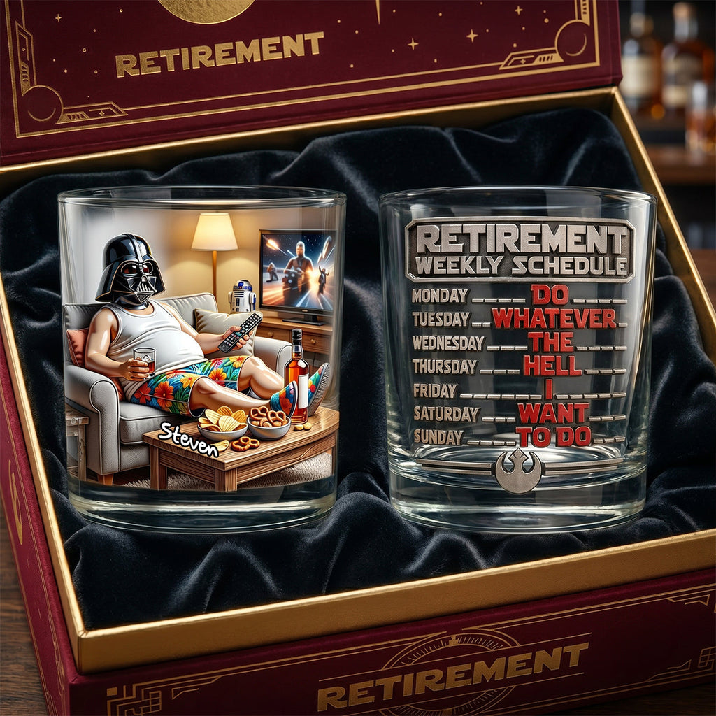 Retirement Weekly Schedule Round Glass - Personalized Retirement Gifts 04TODH110626