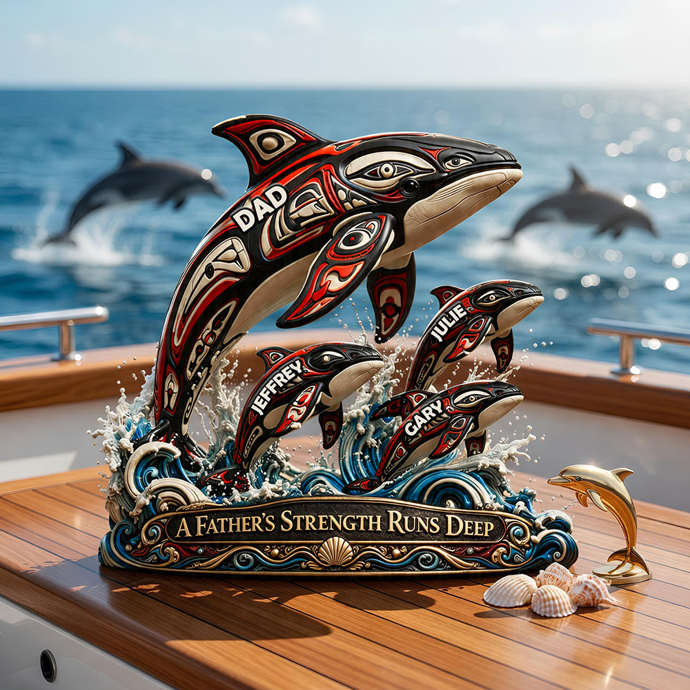 Dolphin Dad Indigenous Acrylic Plaque - Personalized Gifts For Dad 02TODT180426