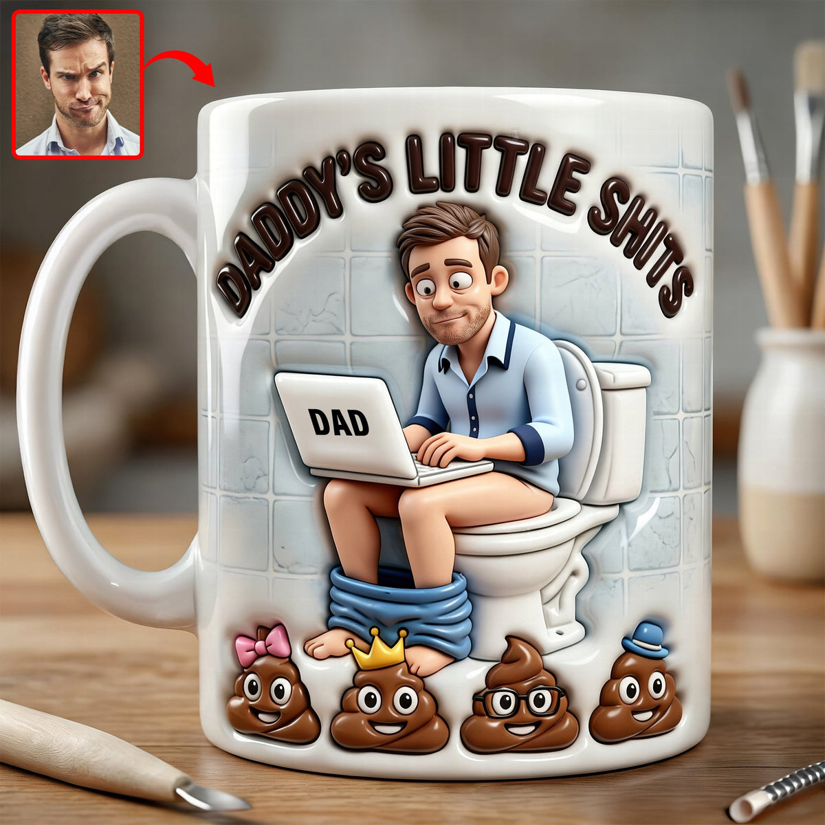 Funny Poop Dad Coffee Mug - Custom Photo Gifts For Father's Day Coffee Mug 04NAQN040326