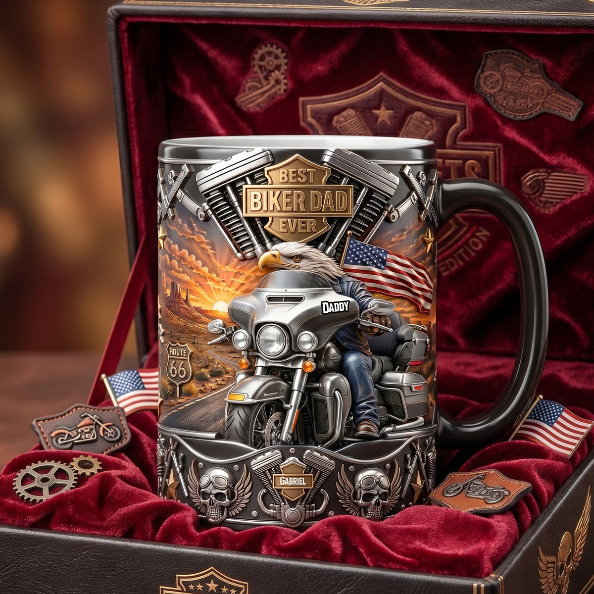Bald Eagle Dad On Motorcycle Magic Mug, Personalized Gifts For Dads 04QHDH140526
