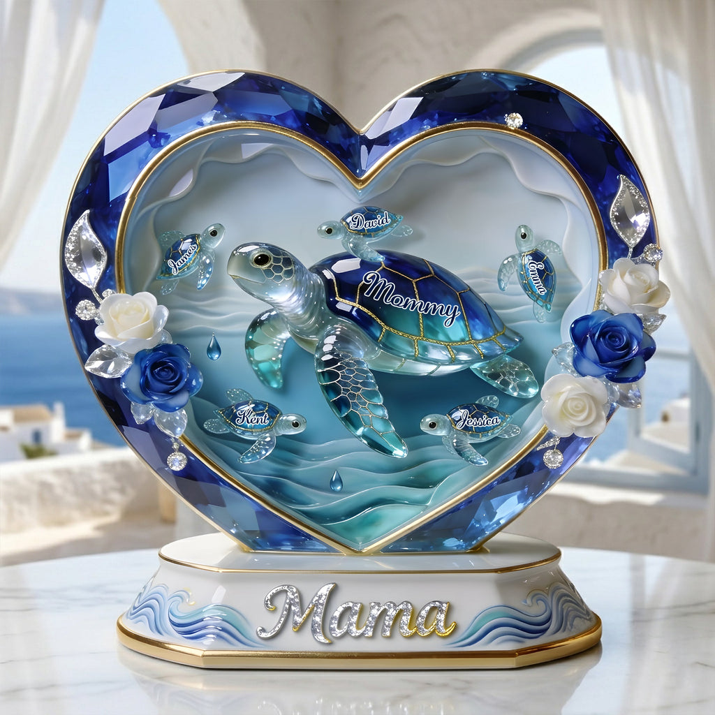 Sea Theme Turtle Mom And Kids Acrylic Plaque - Personalized Gifts For Mother's Day Plaque 04PGLU080426