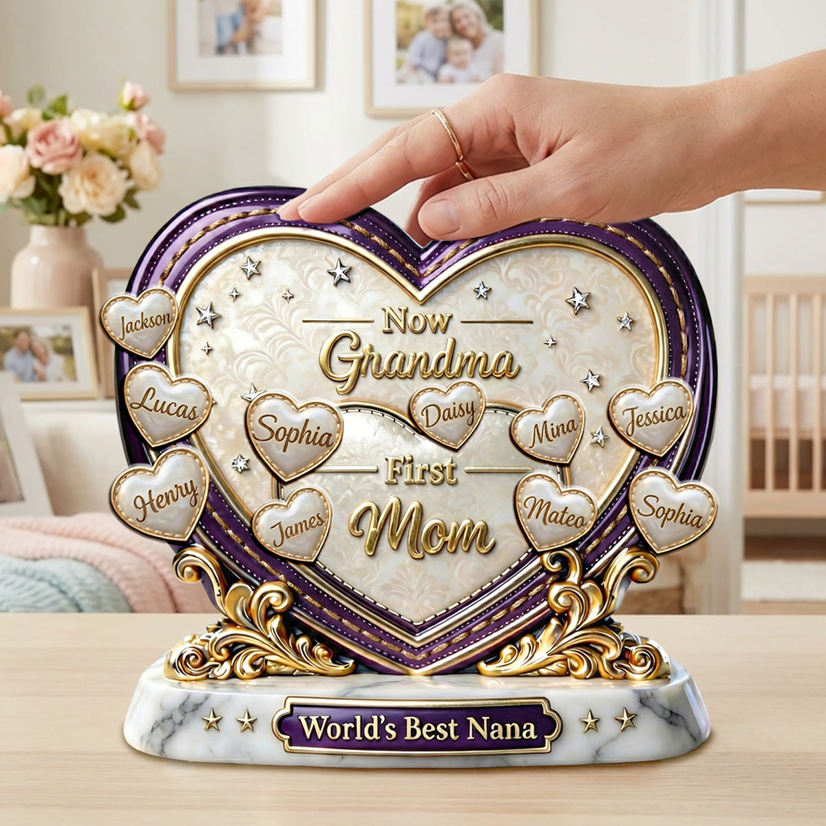 First Mom Now Grandma Acrylic Plaque - Personalized Gifts For Grandma and Mom 01tymg040326