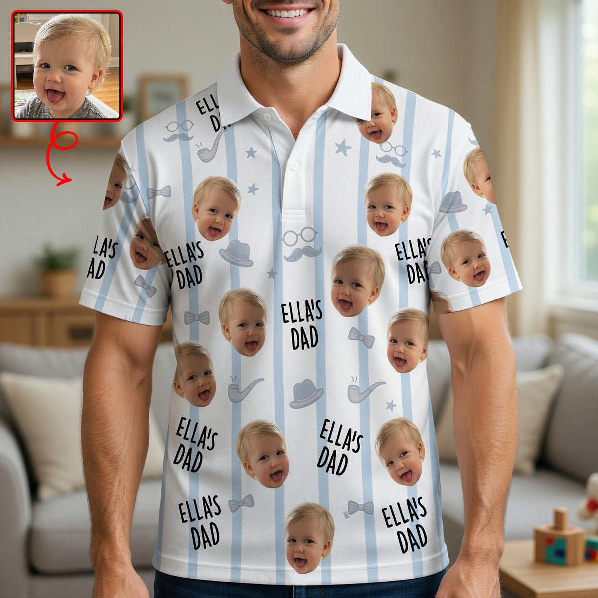 Custom Photo Adorable Baby Dad Polo Shirt, Personalized Gifts For Dad & Grandpa 04qhqn080526