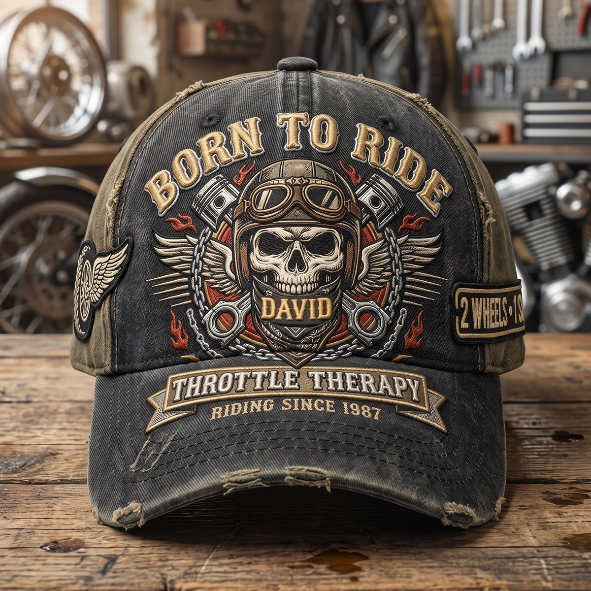Vintage Rider Skull Classic Cap - Personalized Gifts 03hatn260626