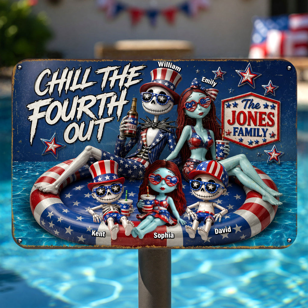 Fun Patriotic Family Pool Sign - Personalized Decor For Family's Pool 01QHQN030626