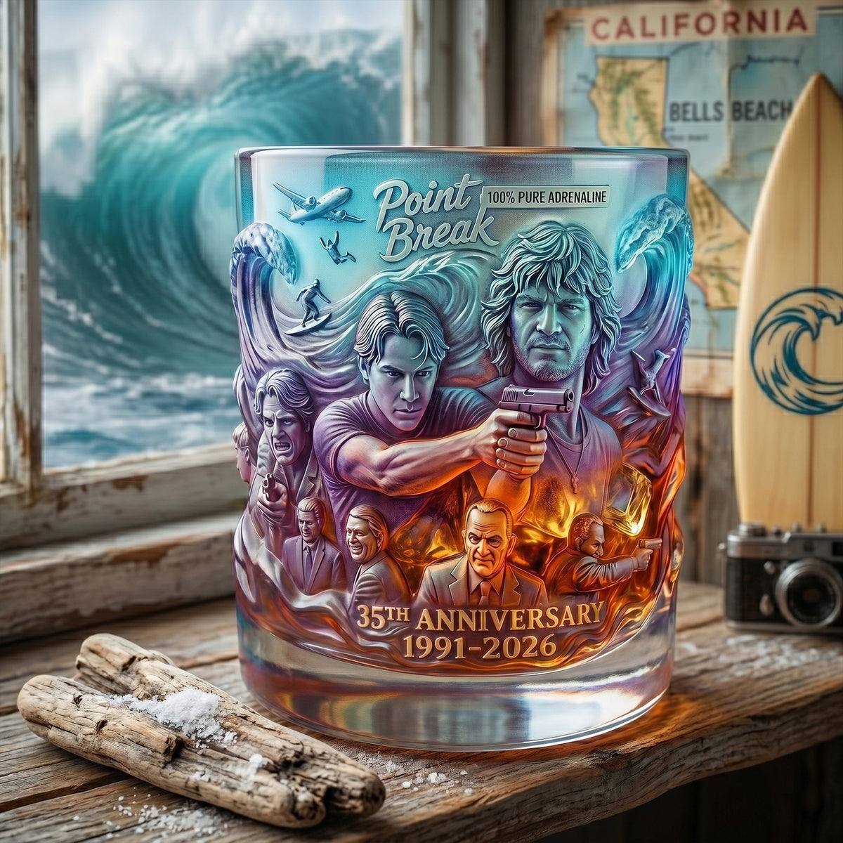 Huge Wave Round Glass, Personalized Gifts For Surfing Lovers 05qhlu160626