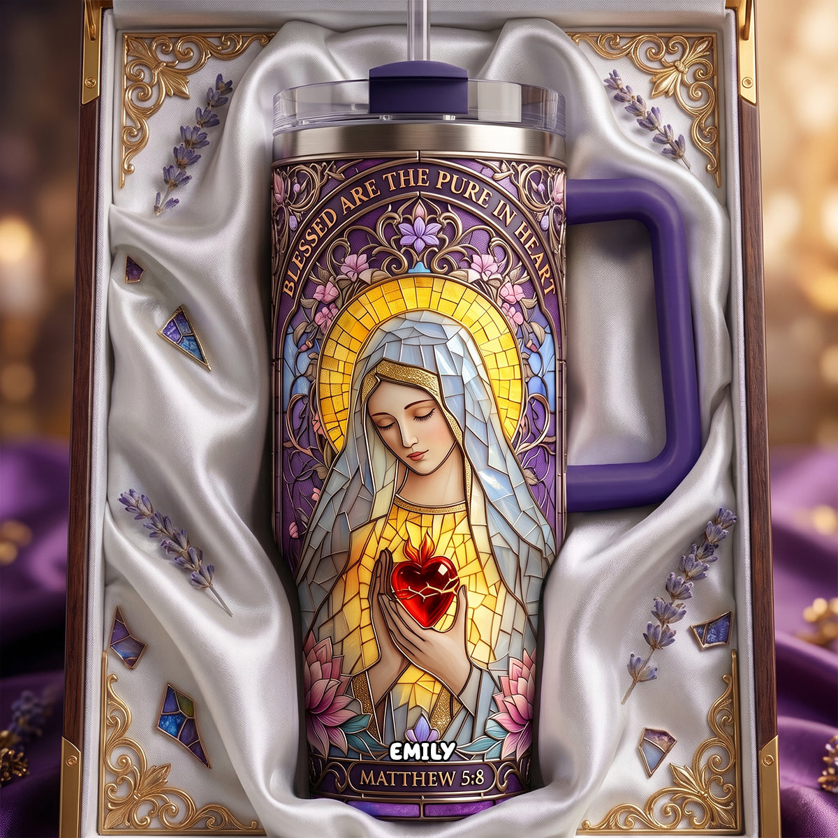 Blessed Pure Heart Tumbler With Handle - Personalized Gifts For Christian 02padh300626